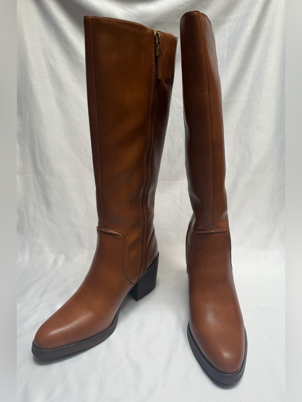 NEW Sam & Libby Iris Tall Boots Dark Ginger Brown Block Heel Size 8.5 MSRP $120